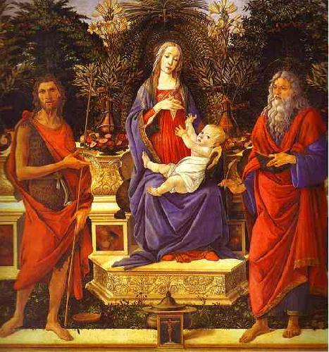 Sandro Botticelli Virgin and Child Enthroned between Saint John the Baptist and Saint John the Evangelist Germany oil painting art